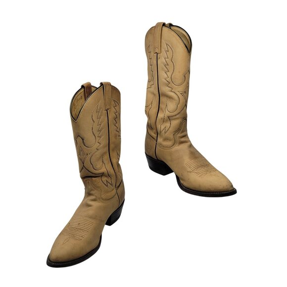 VTG‎ Mens Tony Lama Tan Leather Western Cowboy Boots Sz 9.5 Embroidered Festival - Picture 12 of 12